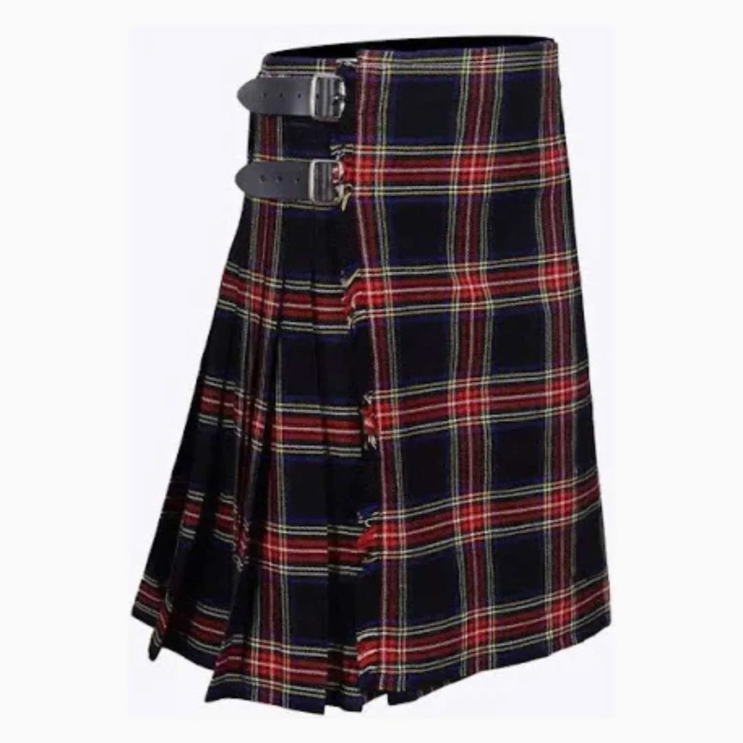 Shop the Black Stewart Tartan Kilt – durable, stylish, and perfect for weddings, festivals & casual wear. Order now at KiltsStore!