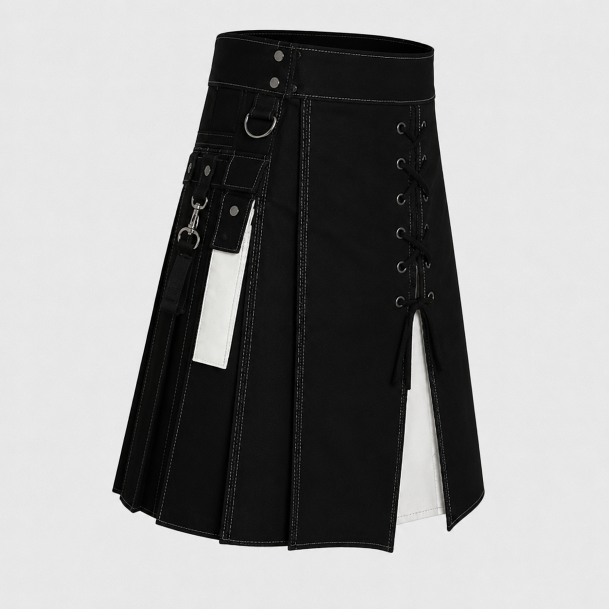 Black and White Hybrid Kilt – Handmade Modern Scottish Wear