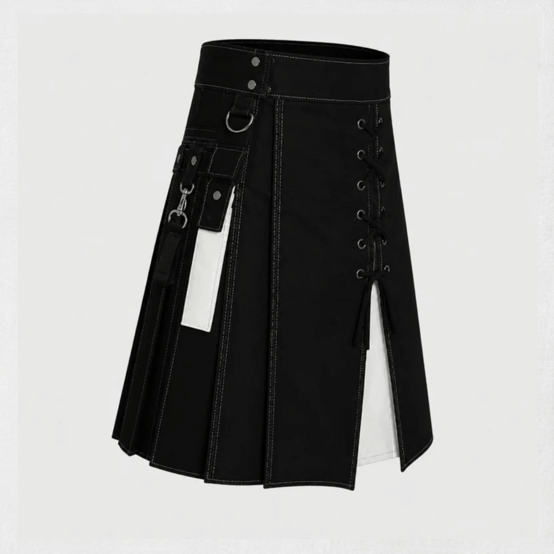 Black and White Hybrid Kilt – Handmade Modern Scottish Wear