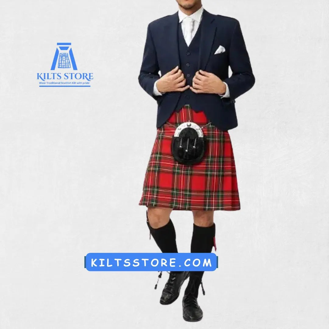 Front view of the Blue Argyle Wedding Kilt Outfit, showcasing the elegant blue argyle design, premium kilt, and matching vest, ideal for a sophisticated wedding look.
