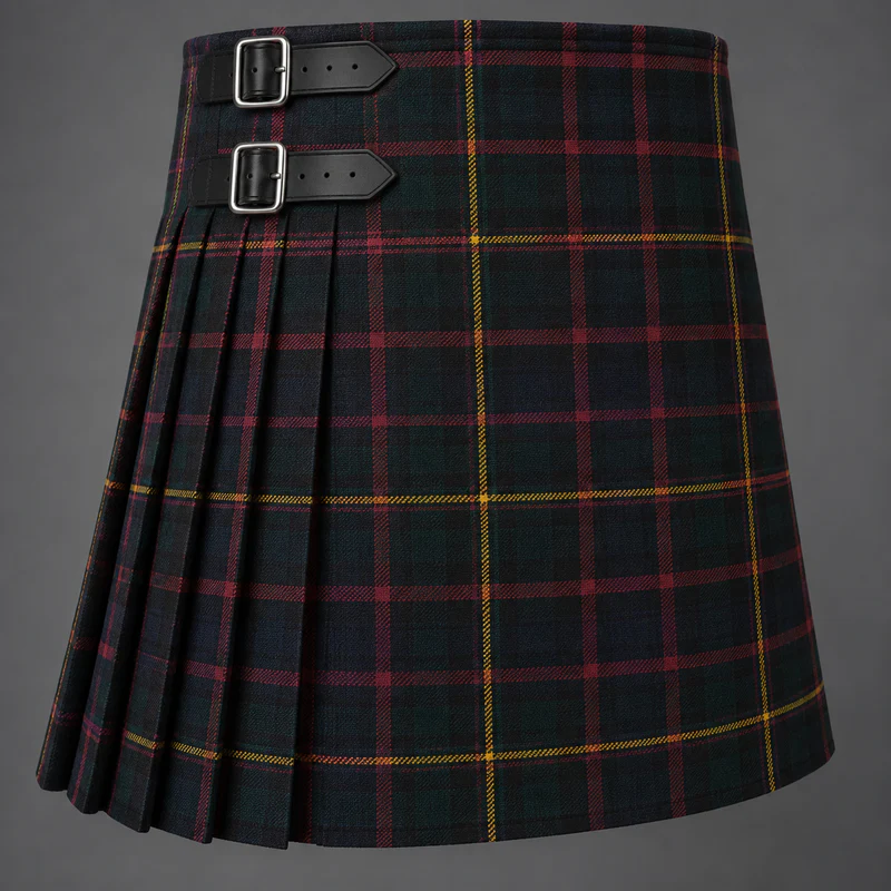 Cameron of Erracht Dress Tartan Kilt featuring authentic Scottish clan tartan with traditional pleated Highland design