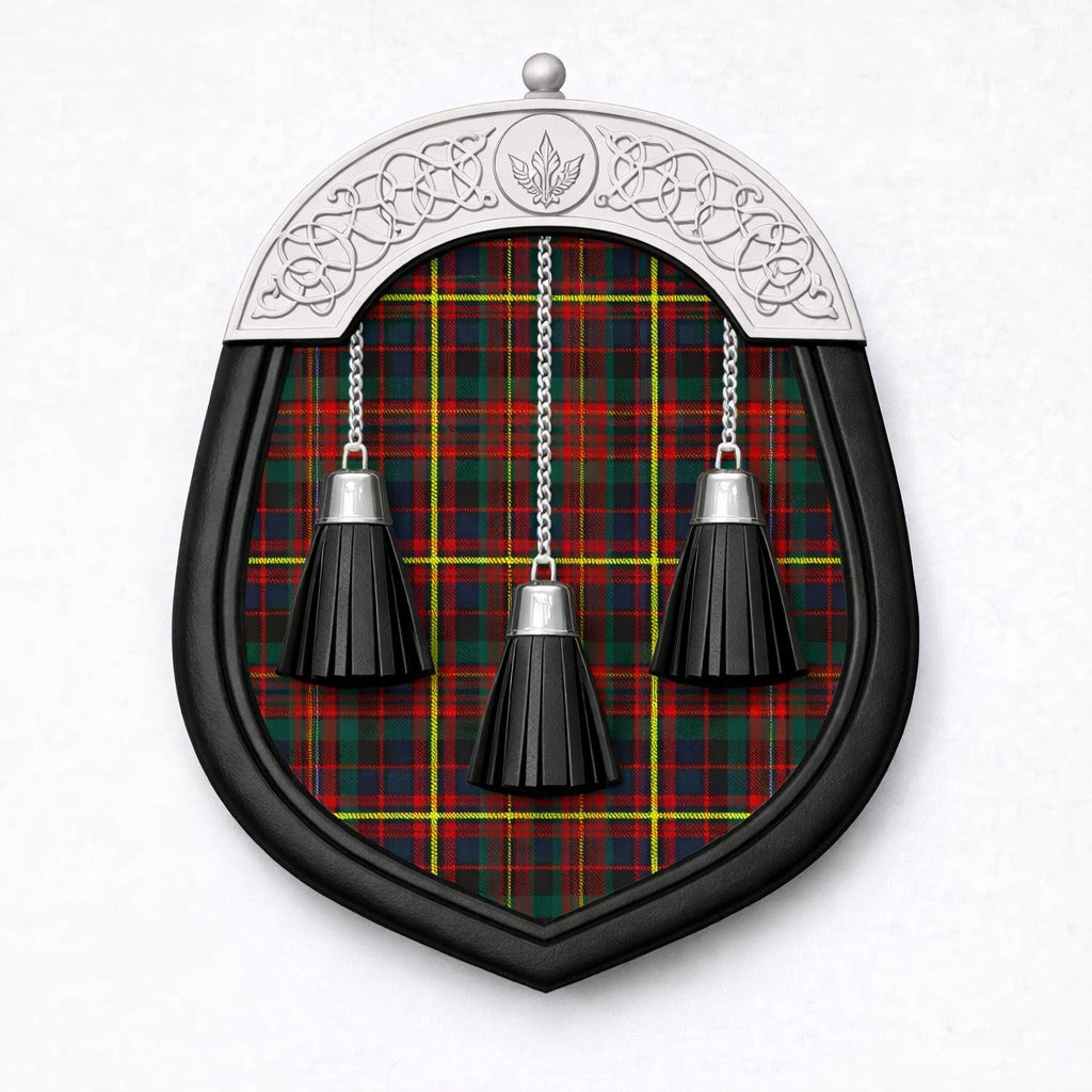 Handmade Cameron of Erracht tartan sporran with traditional Scottish design worn with kilt