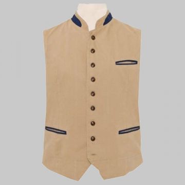 Canvas Austrian Tirol waistcoat sand beige made to measure traditional alpine vest