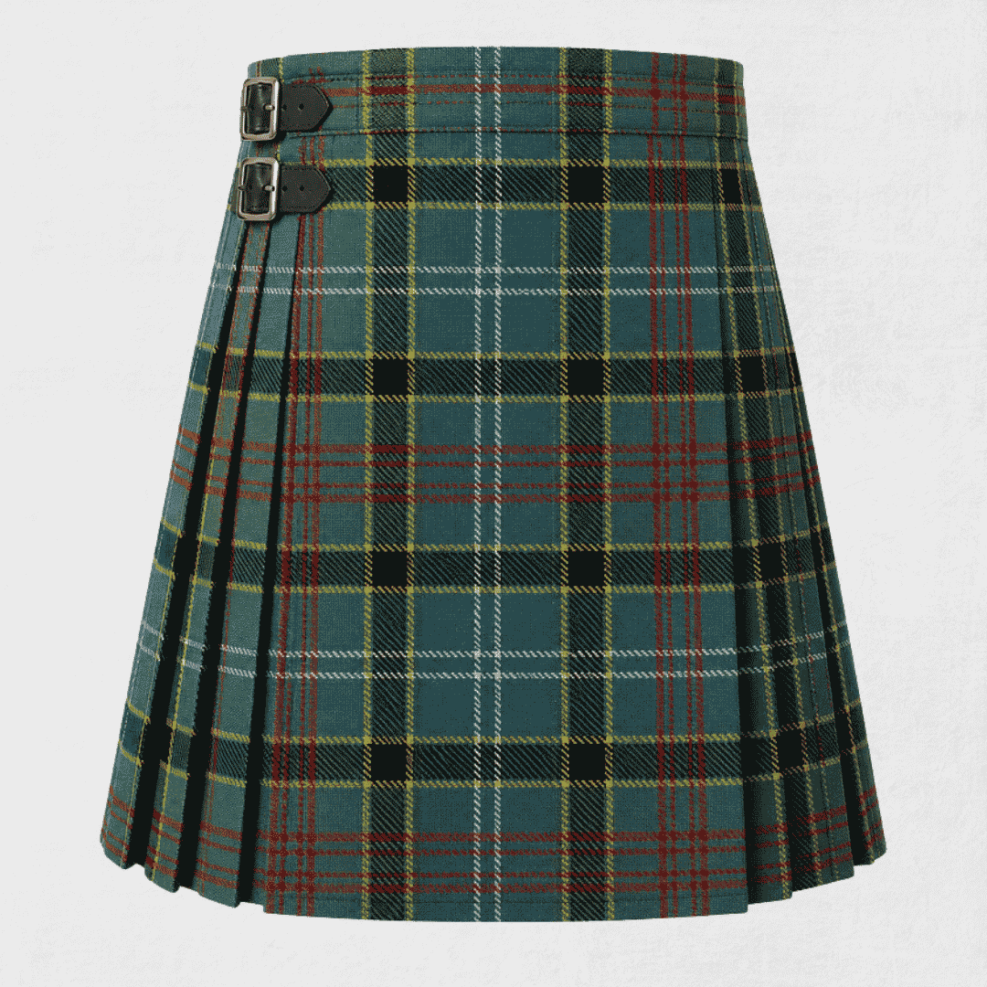 Cathcart Tartan Kilt featuring authentic Scottish clan tartan with traditional pleated Highland design