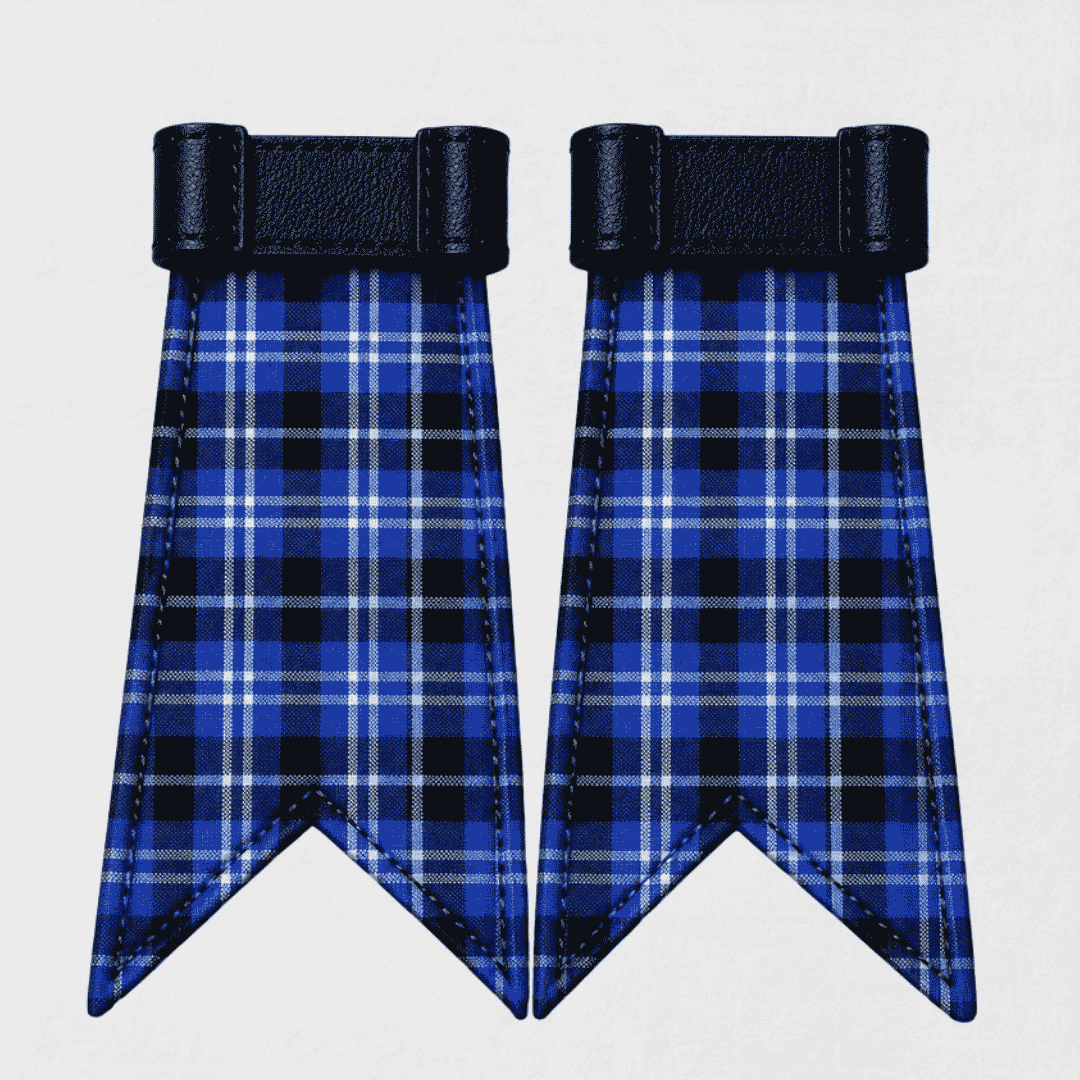 Clan Clark Modern tartan flashes pair for Highland kilt hose with authentic Scottish tartan pattern