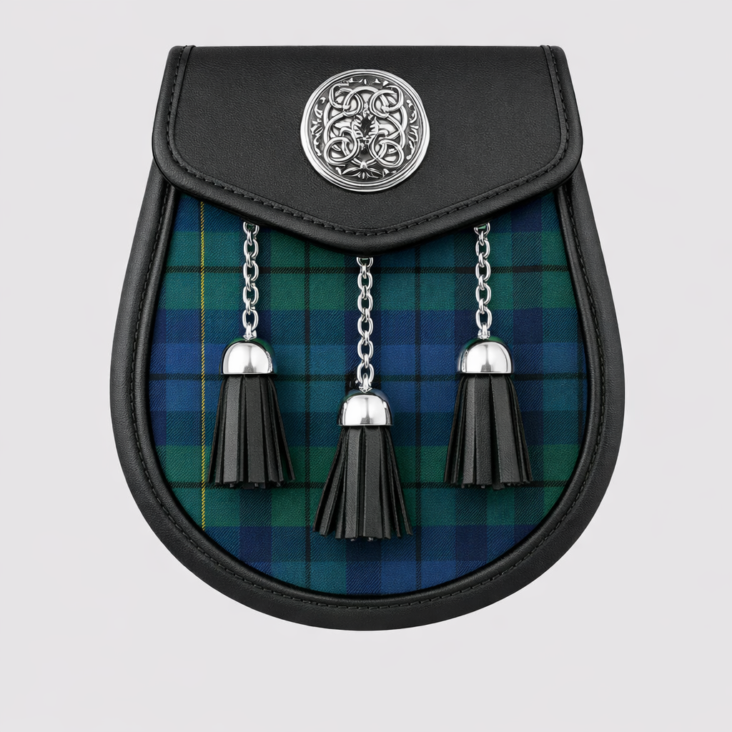 Clan Keith Ancient tartan sporran with traditional tassels and leather backing