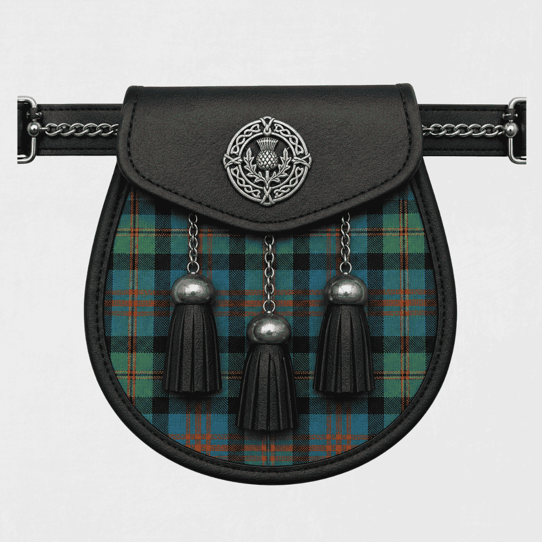 Clan Maclennan Ancient tartan sporran for traditional Scottish Highland kilt outfit and formal clan events