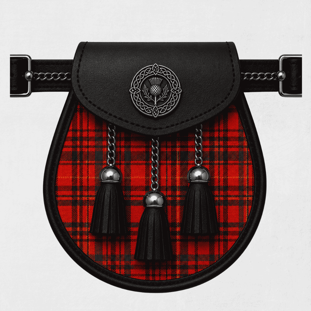 Clan Macleod Red River Ancient tartan sporran for Scottish kilt outfits and Highland formal wear