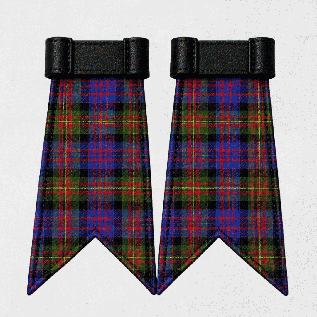 Clan Carnegie Ancient tartan flashes for traditional Scottish Highland kilt hose and formal dress wear