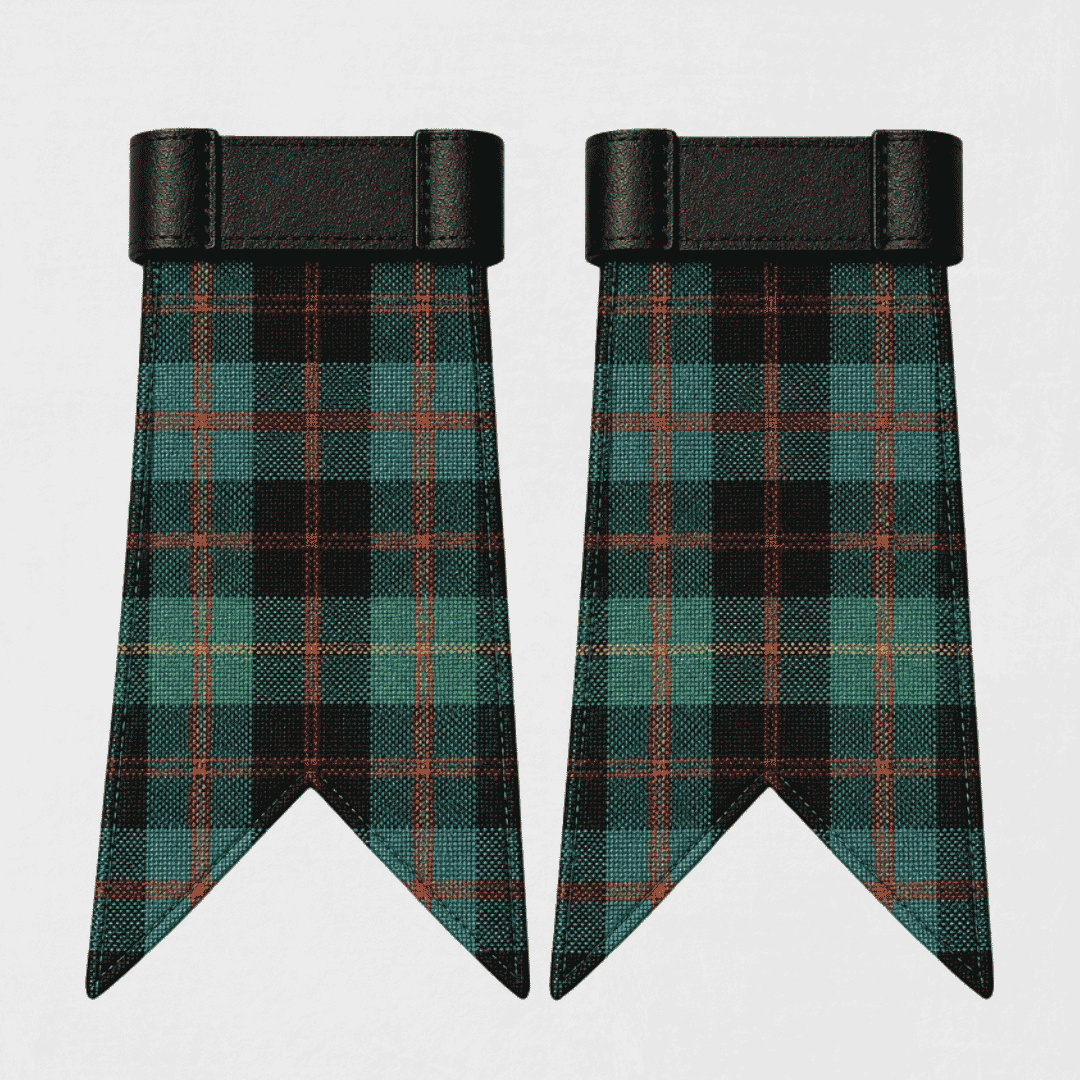 Clan MacLennan Ancient tartan kilt flashes with traditional Scottish Highland dress accessories