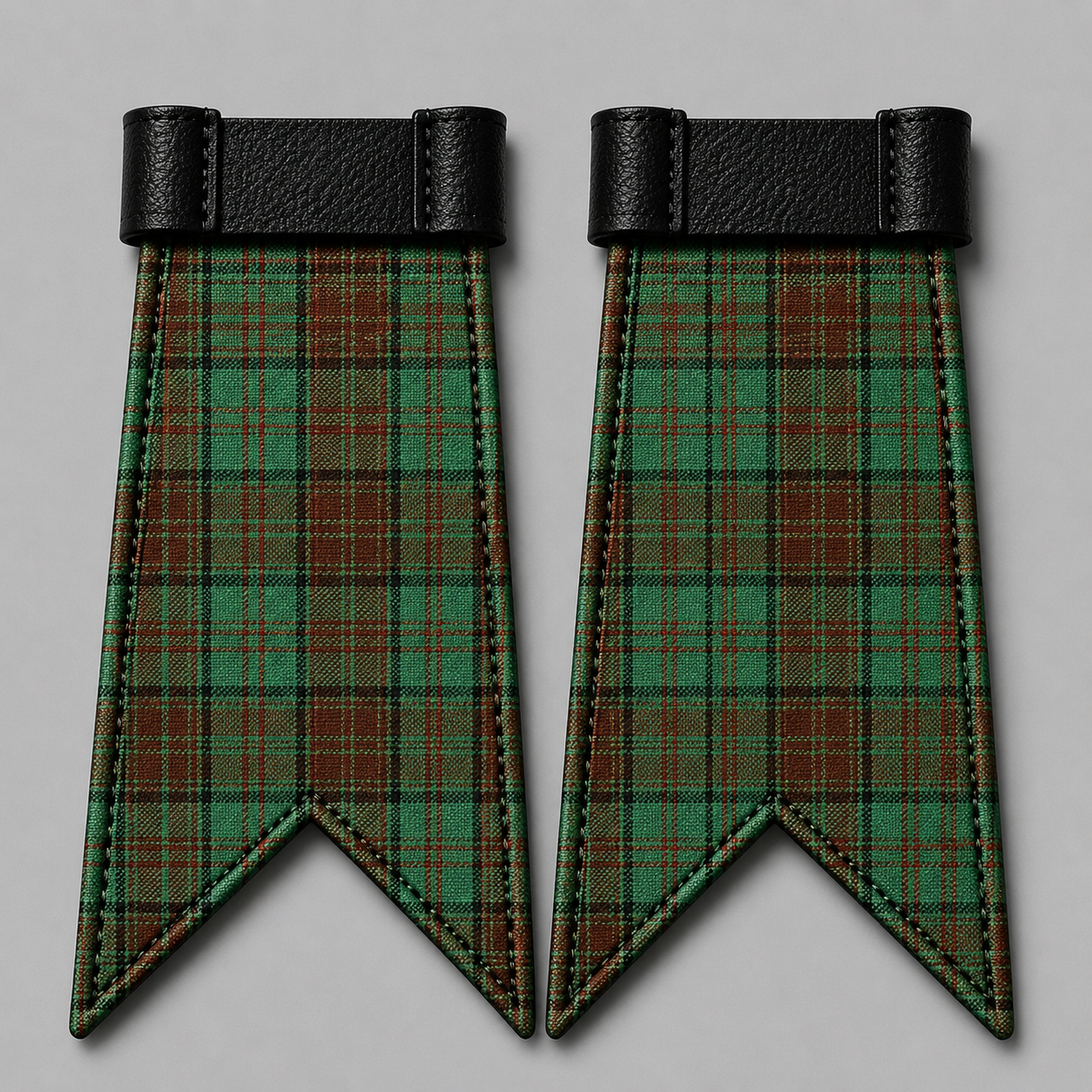 County Dublin tartan flashes accessory paired with kilt hose for traditional Highland and Irish dress wear
