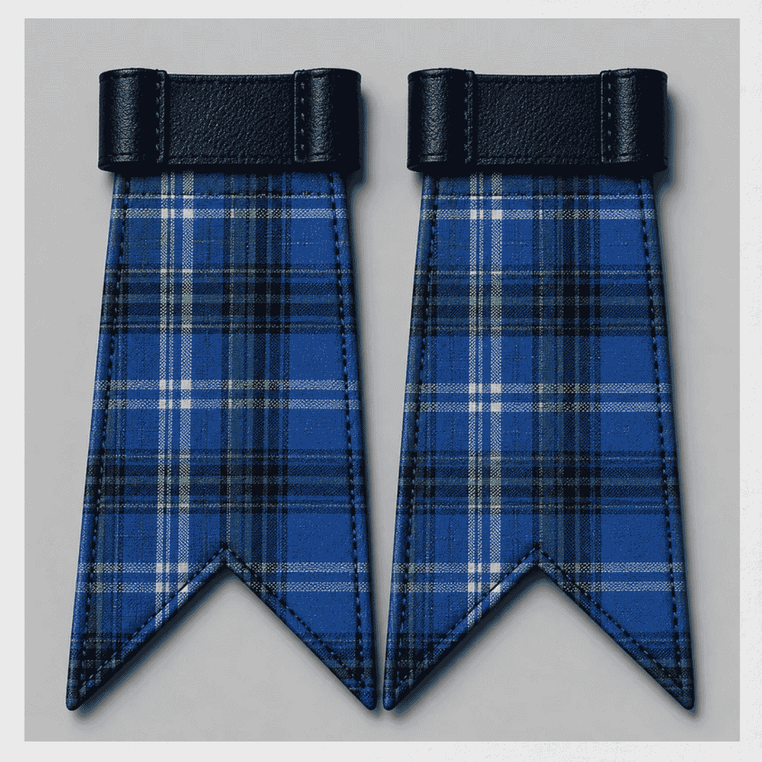 County Fermanagh tartan flashes pair for traditional kilt hose and Highland dress accessories