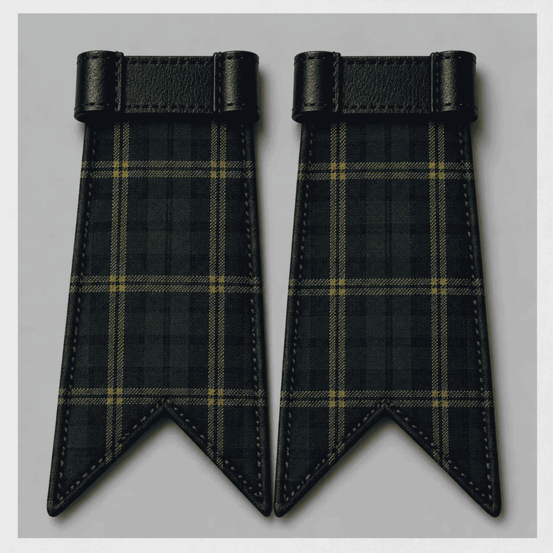 County Kilkenny tartan flashes accessory for kilt hose and traditional Highland dress outfit