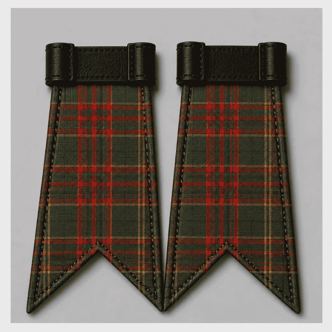 County Westmeath tartan flashes pair with elastic garters for traditional kilt hose and Highland dress wear
