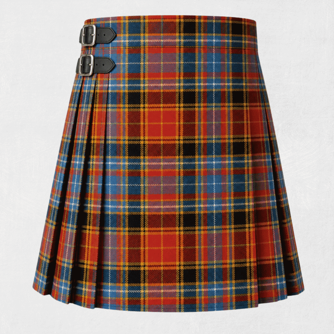 Dalrymple Tartan Kilt featuring authentic Scottish clan tartan with traditional pleated Highland design