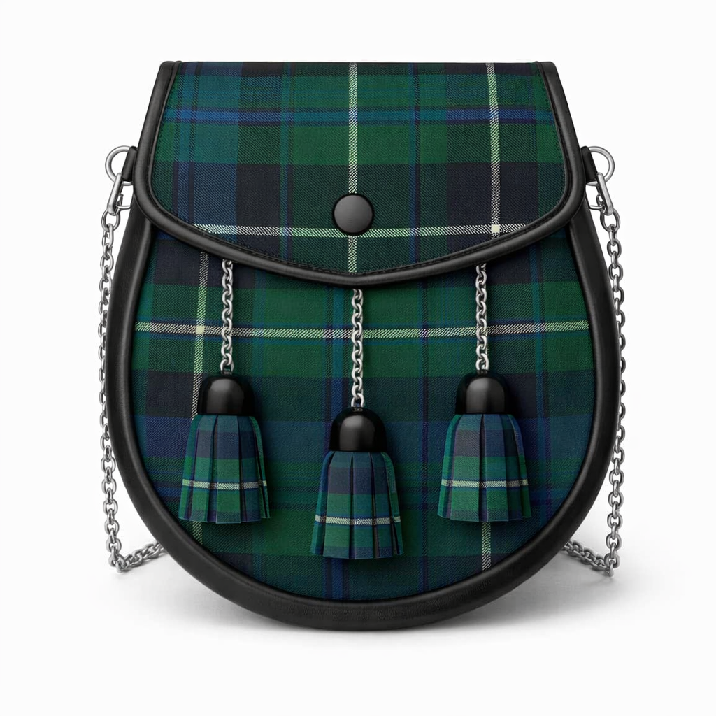 Douglas Green Modern tartan sporran with traditional tassels and durable leather backing