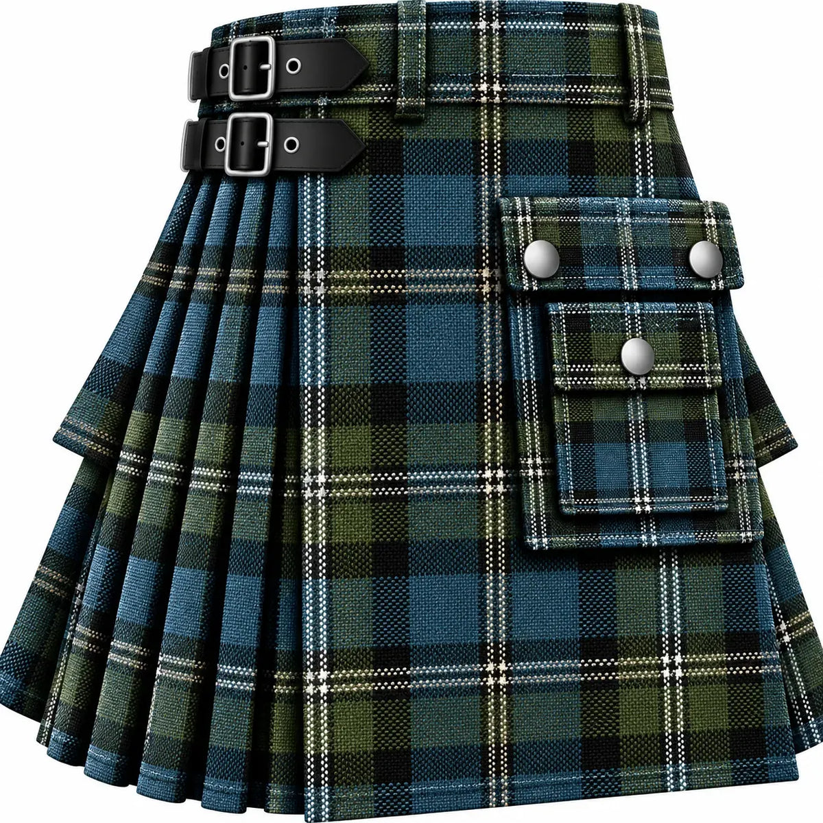 Douglas Green Muted Tartan Kilt in traditional Scottish Highland style