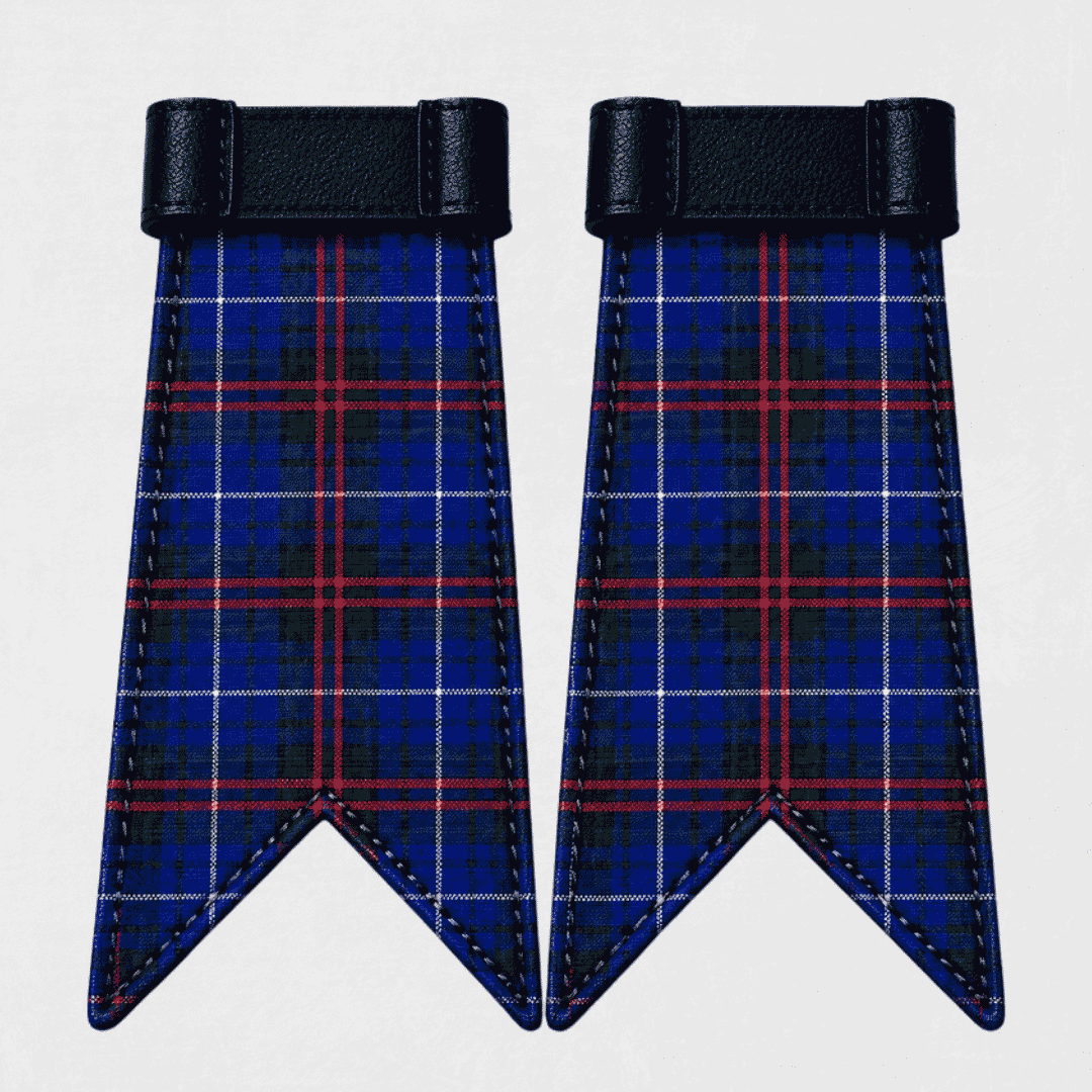 Edmonstone Modern tartan flashes attached to kilt hose for traditional Scottish Highland dress attire