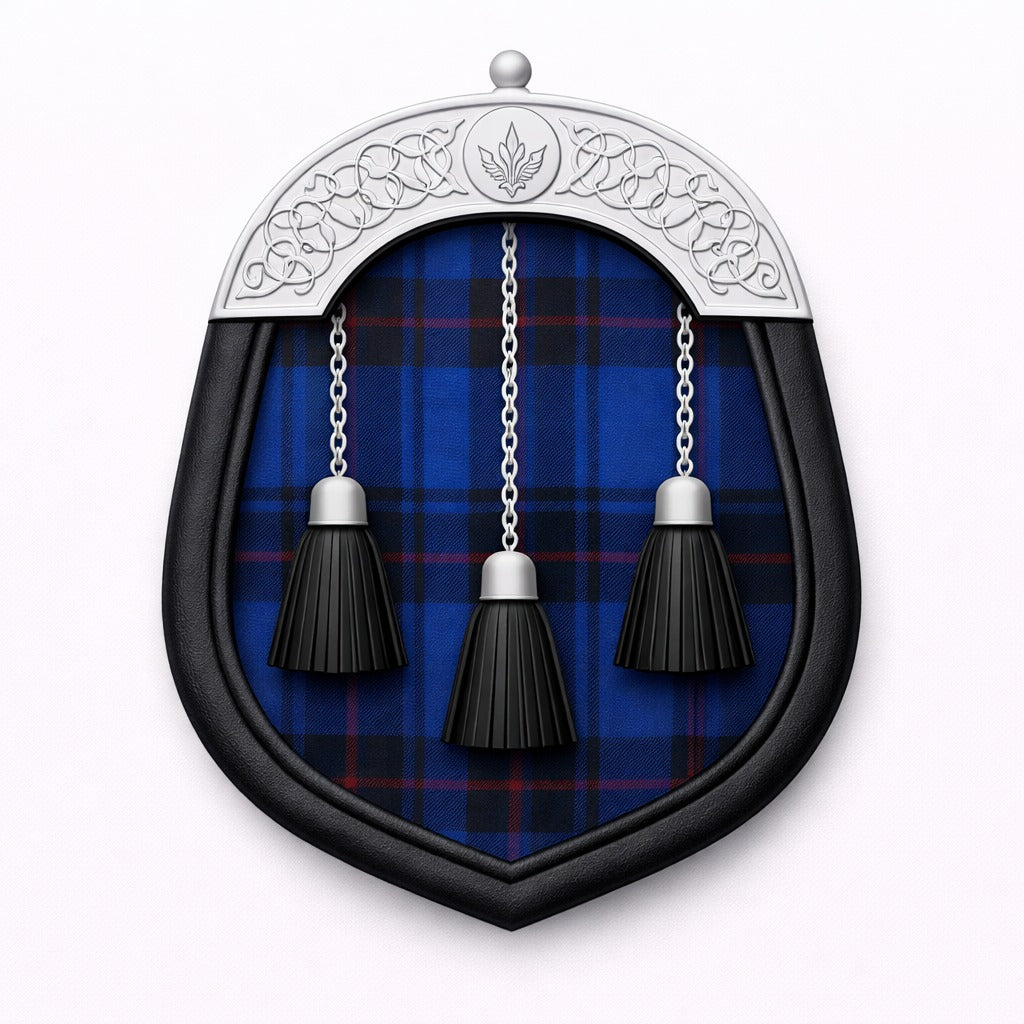 Elliot tartan sporran with traditional Highland design for Scottish kilt outfits