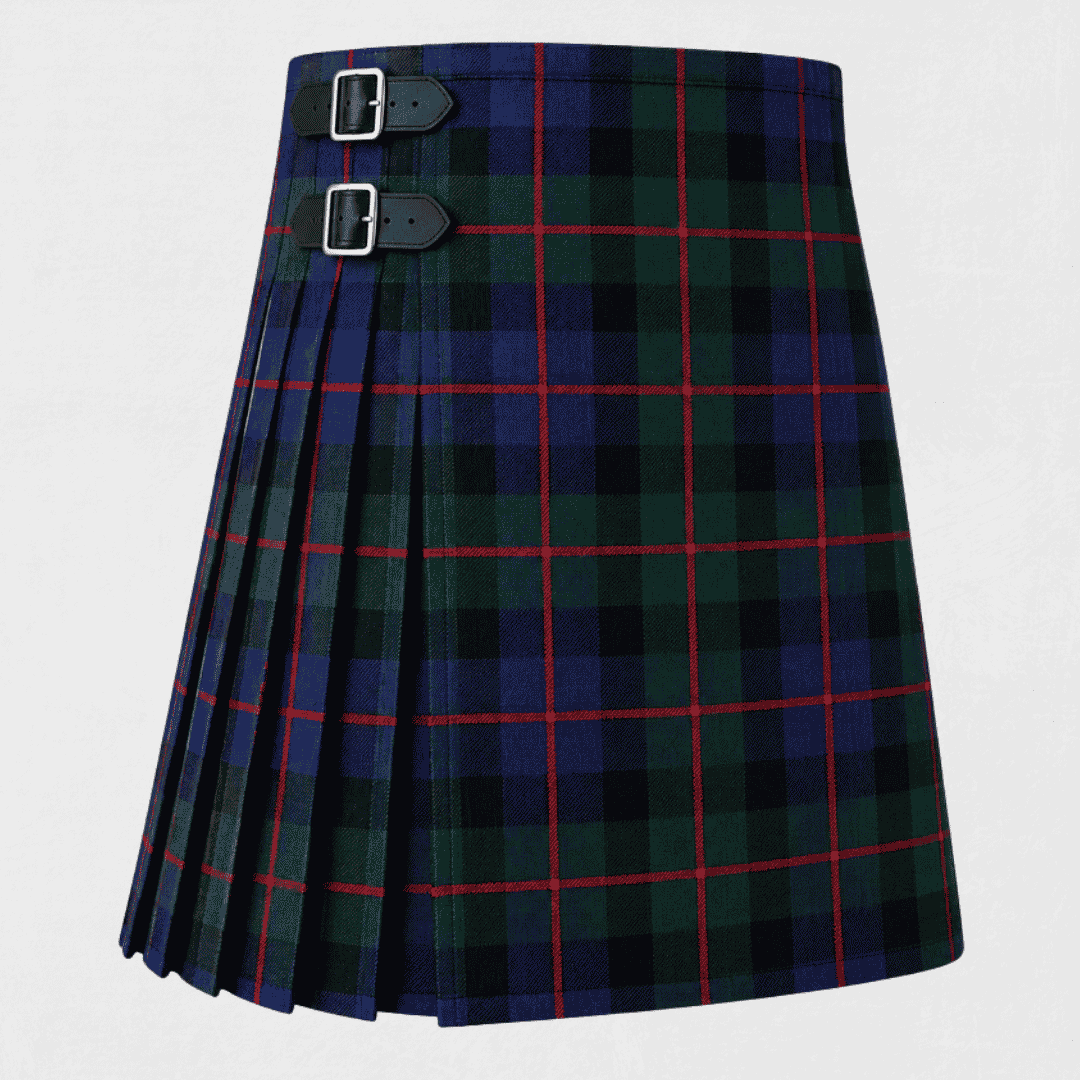 Fleming Tartan Kilt featuring authentic Scottish clan tartan with classic pleated Highland design
