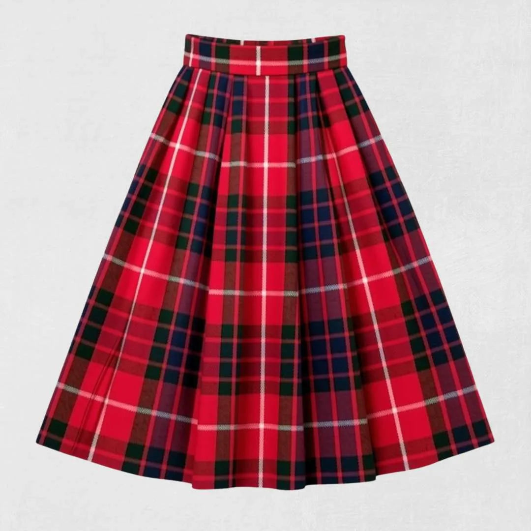 Fraser Red Modern Tartan Kilt with leather straps in bold Scottish design