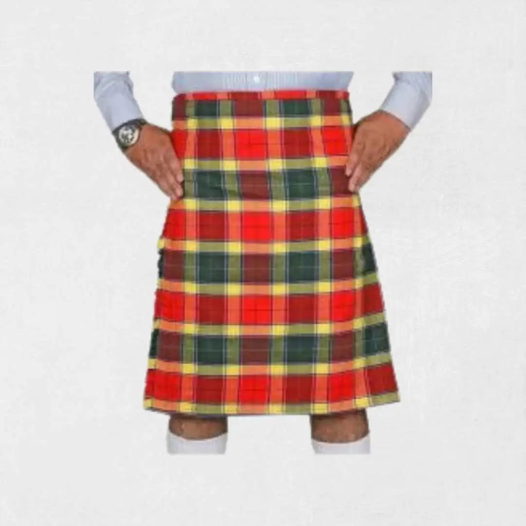 Handmade Gibbs Gibson Modern tartan kilt in navy, green, and red pattern