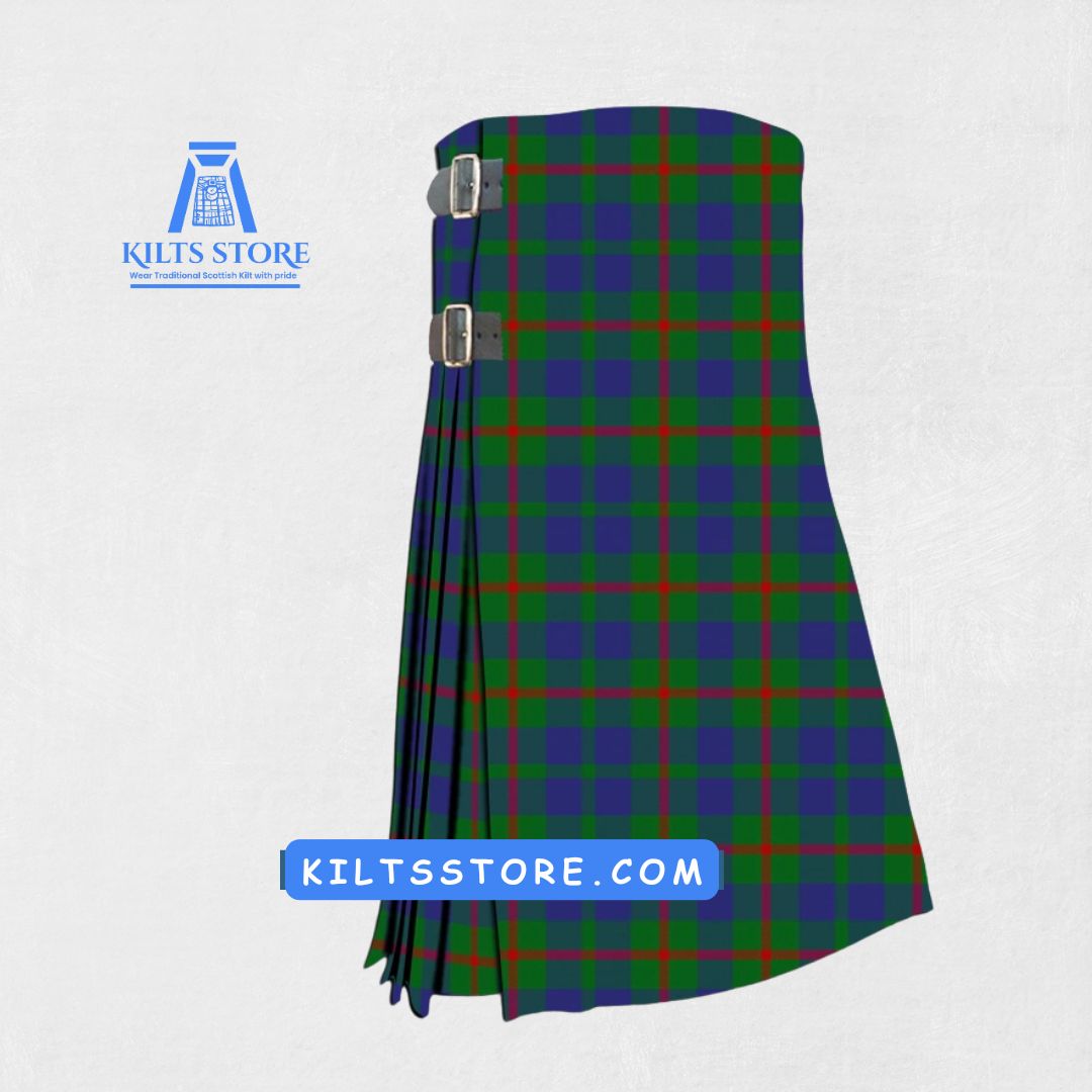Hand-made Agnew Tartan Kilt front view, highlighting the adjustable straps and premium wool fabric with the distinctive Agnew Tartan pattern.