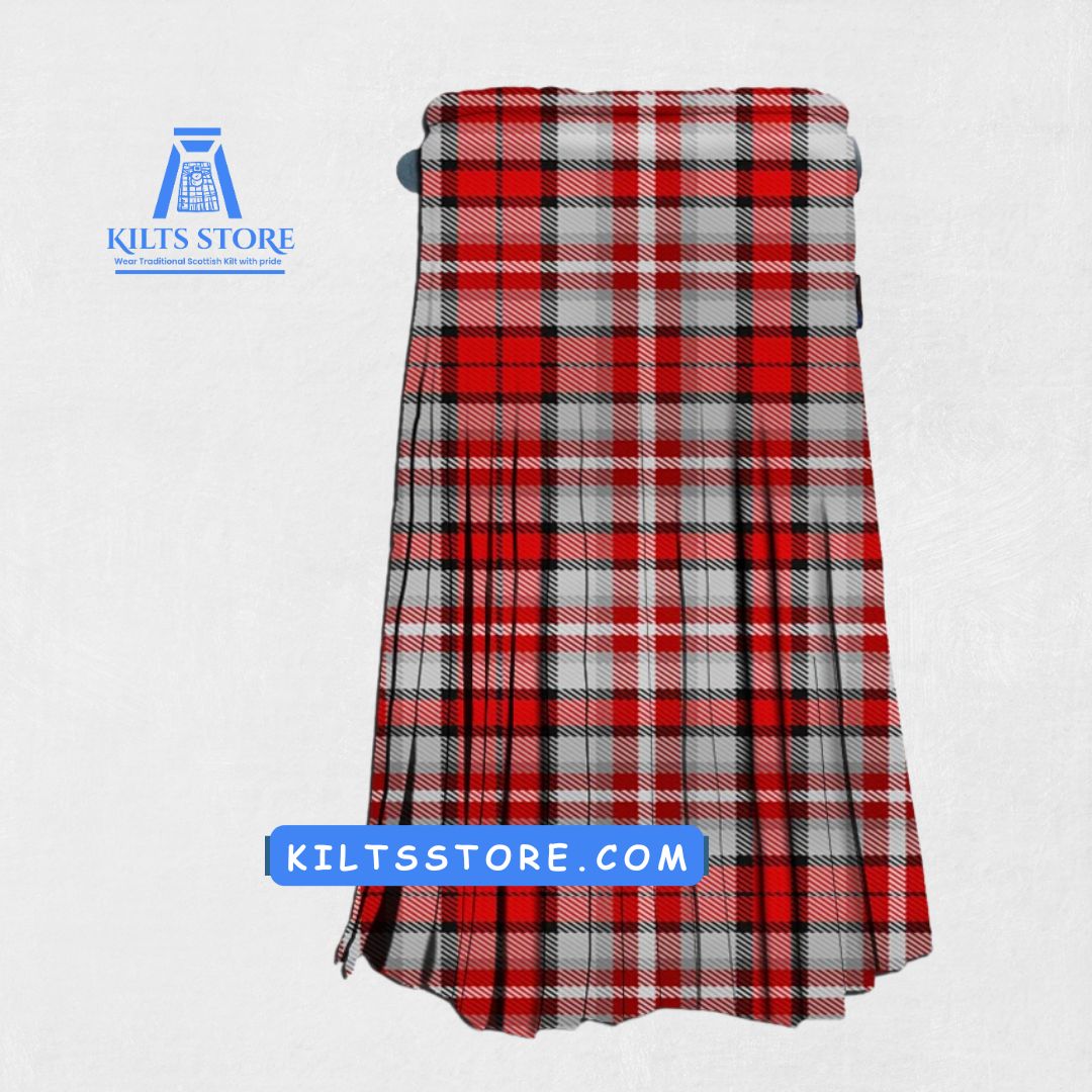 Back view of the Hand-made Alloway Rose Tartan Kilt, highlighting the tailored fit and adjustable strap details for a comfortable, secure fit.