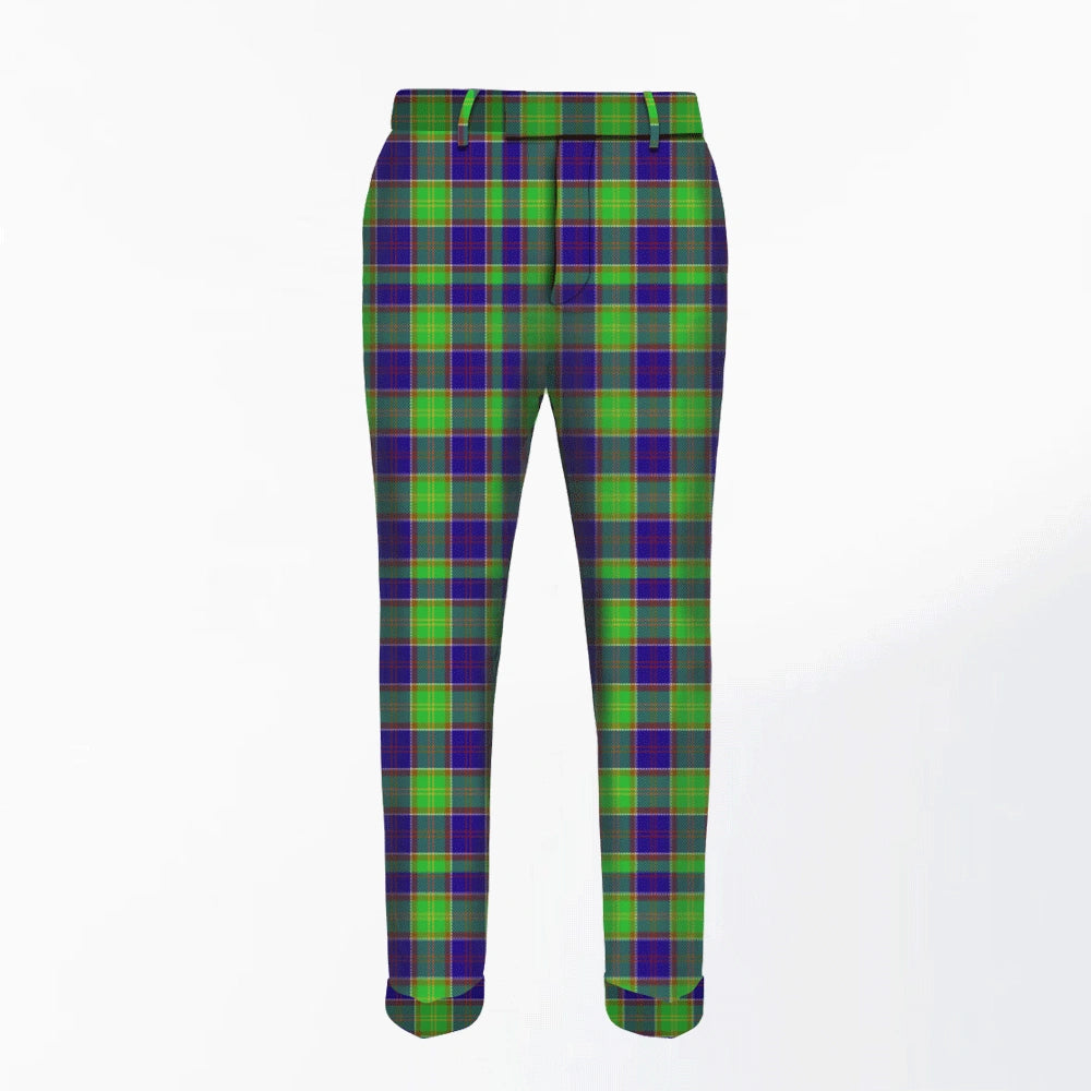 Handmade Ayrshire Tartan Trousers - Front view showcasing the elegant Ayrshire tartan design and tailored fit.