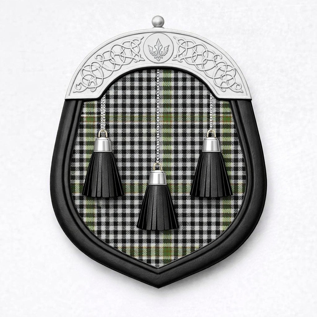 Handmade Burns tartan sporran with traditional Scottish design worn with kilt