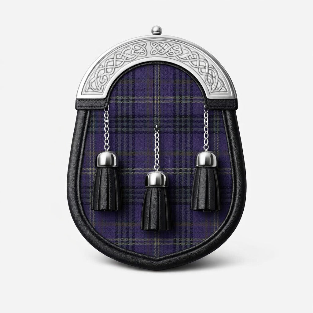 Handmade Cassidy tartan sporran with traditional Scottish design worn with kilt