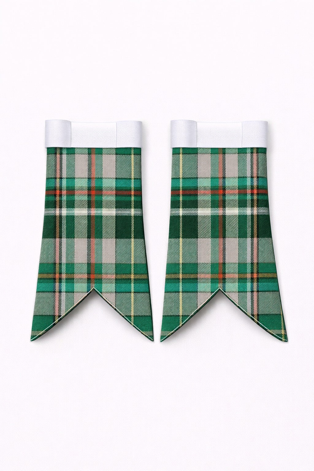 Handmade Craig Tartan Flashes displayed on traditional kilt outfit highlighting detailed craftsmanship