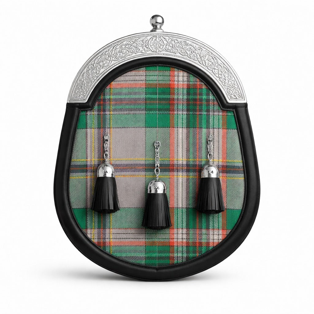 Handmade Craig tartan sporran with traditional Scottish design worn with kilt