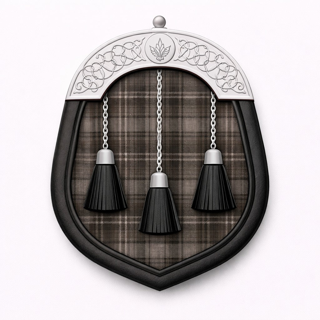 Handmade Highland Granite tartan sporran with traditional Highland design for Scottish kilt outfits