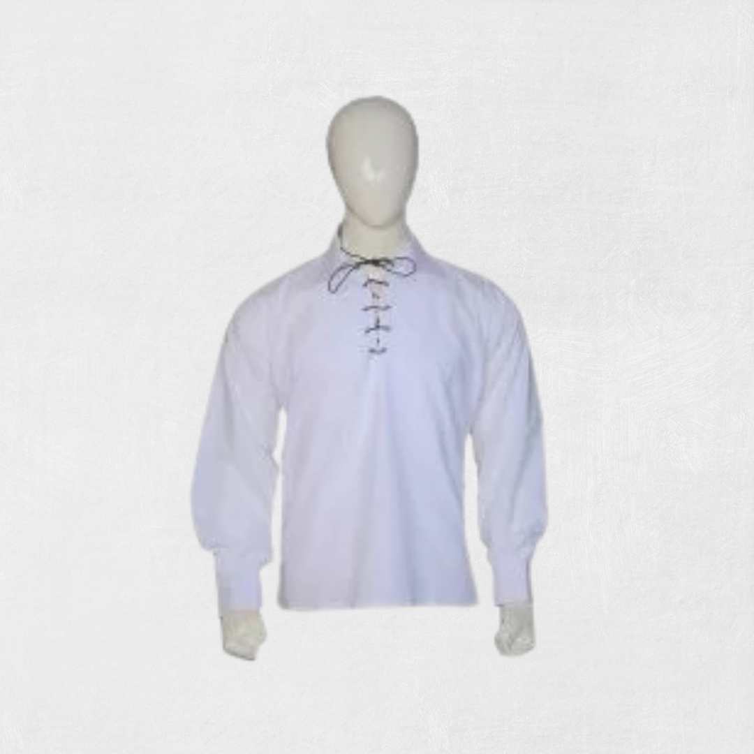White Jacobite Ghillie Kilt Shirt with lace-up front design
