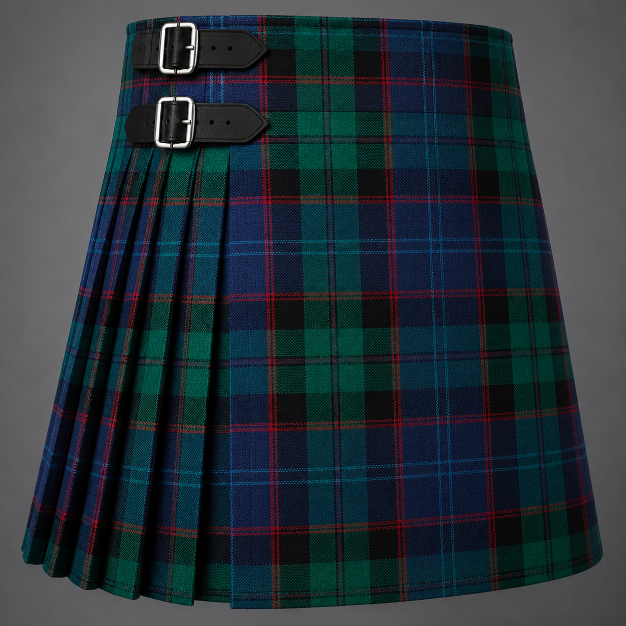 Lochaber Cameron Tartan Kilt featuring authentic Scottish clan tartan with traditional pleated Highland design