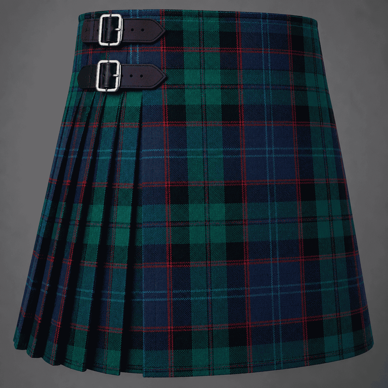 Lochaber Cameron Tartan Kilt featuring authentic Scottish clan tartan with traditional pleated Highland design
