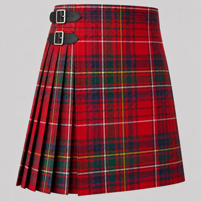 Lumsden Tartan Kilt featuring authentic Scottish clan tartan with traditional pleated Highland design