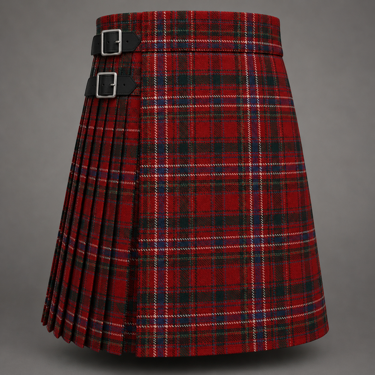 MacAlister Tartan Kilt featuring authentic Scottish clan tartan with traditional pleated Highland design