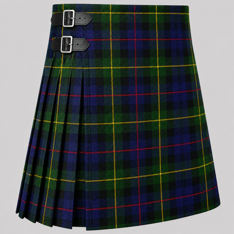 MacEwen Tartan Kilt featuring authentic Scottish clan tartan with traditional pleated Highland design