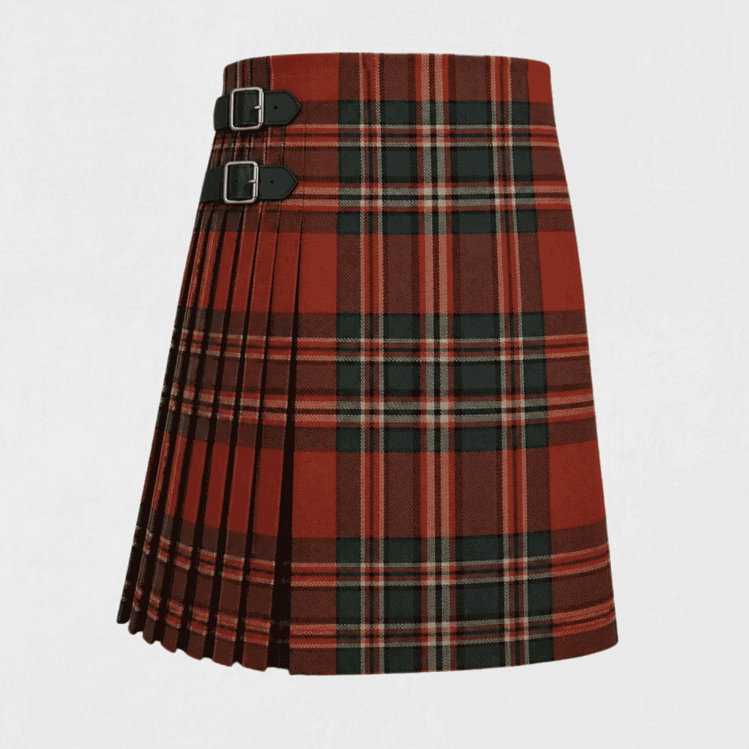MacFarlane Tartan Kilt featuring authentic Scottish clan tartan with traditional pleated Highland design