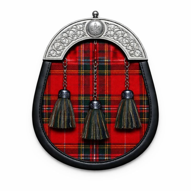 MacGregor tartan sporran in traditional Scottish design with premium leather finish
