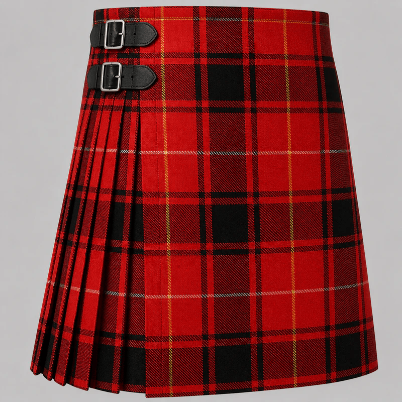 MacIver Tartan Kilt featuring authentic Scottish clan tartan with traditional pleated Highland design