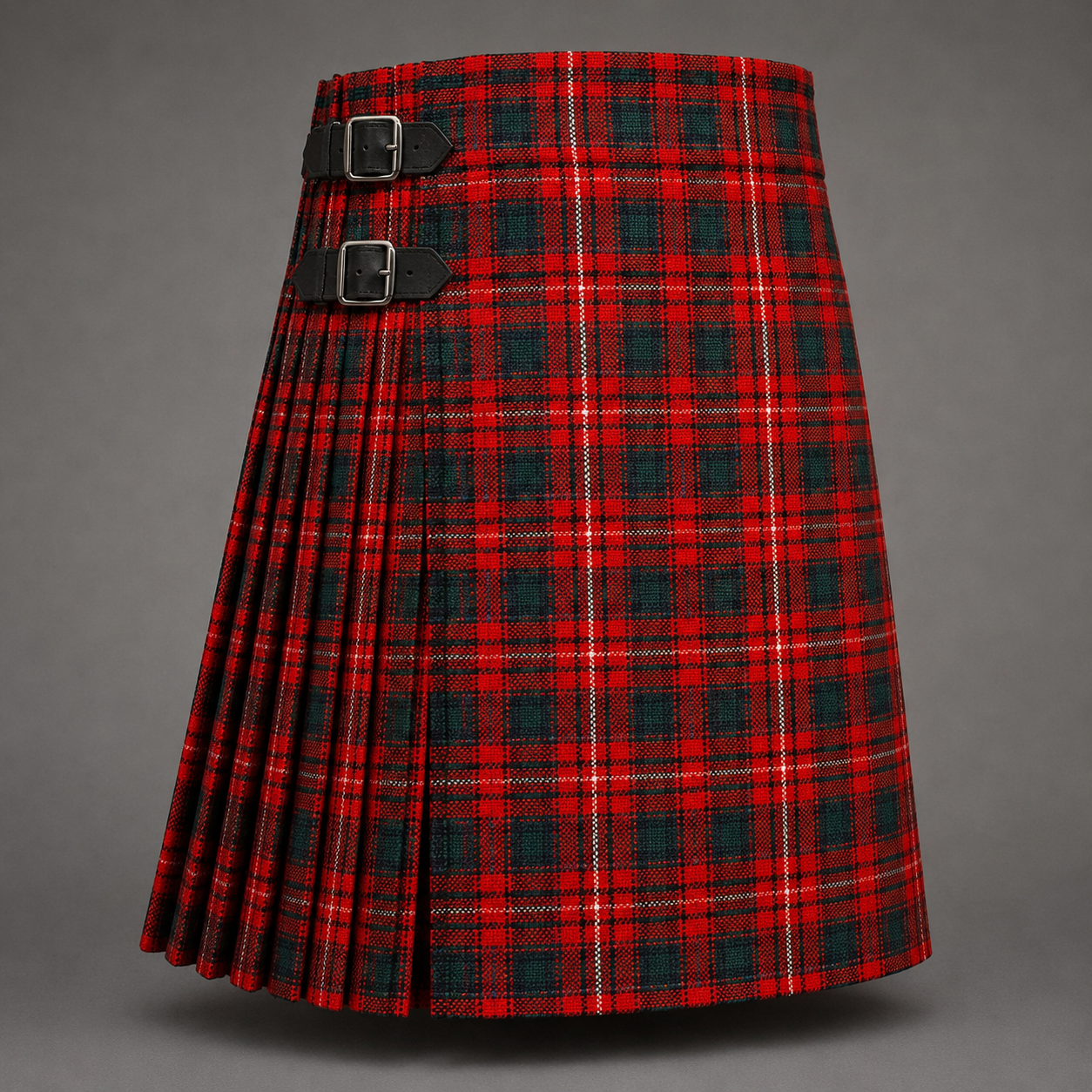 MacKinnon Tartan Kilt featuring authentic Scottish clan tartan with traditional pleated Highland design