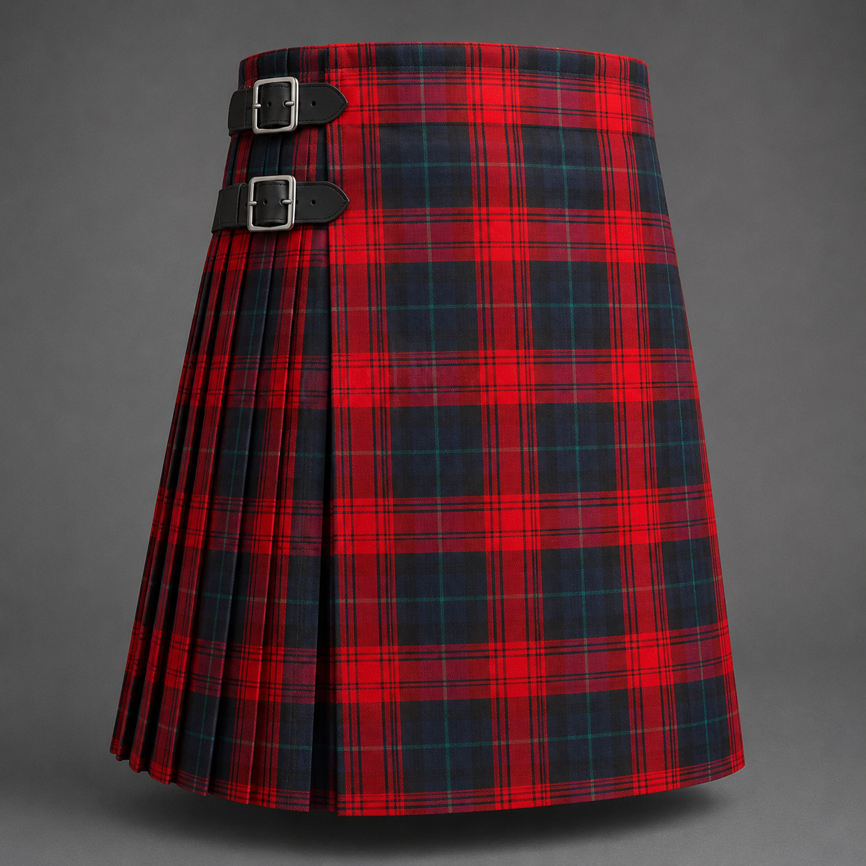 MacLachlan Tartan Kilt featuring authentic Scottish clan tartan with traditional pleated Highland design