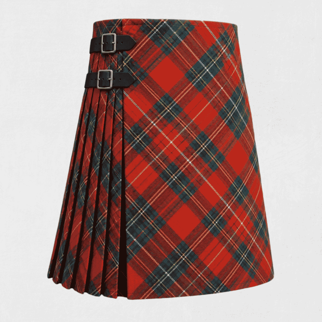 MacPherson Tartan Kilt featuring authentic Scottish clan tartan with traditional pleated Highland design