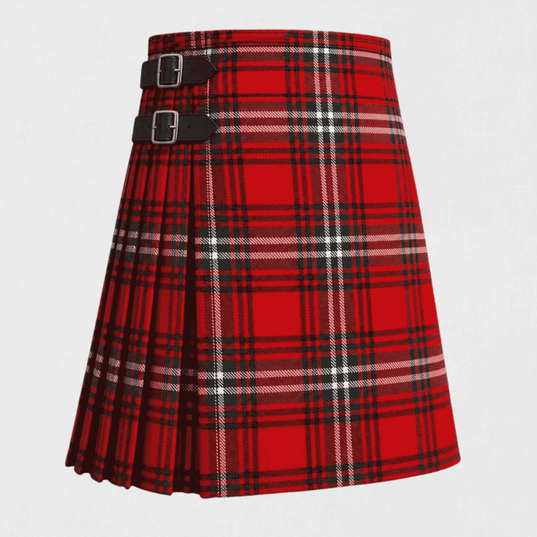 MacRae Tartan Kilt featuring authentic Scottish clan tartan with traditional pleated Highland design