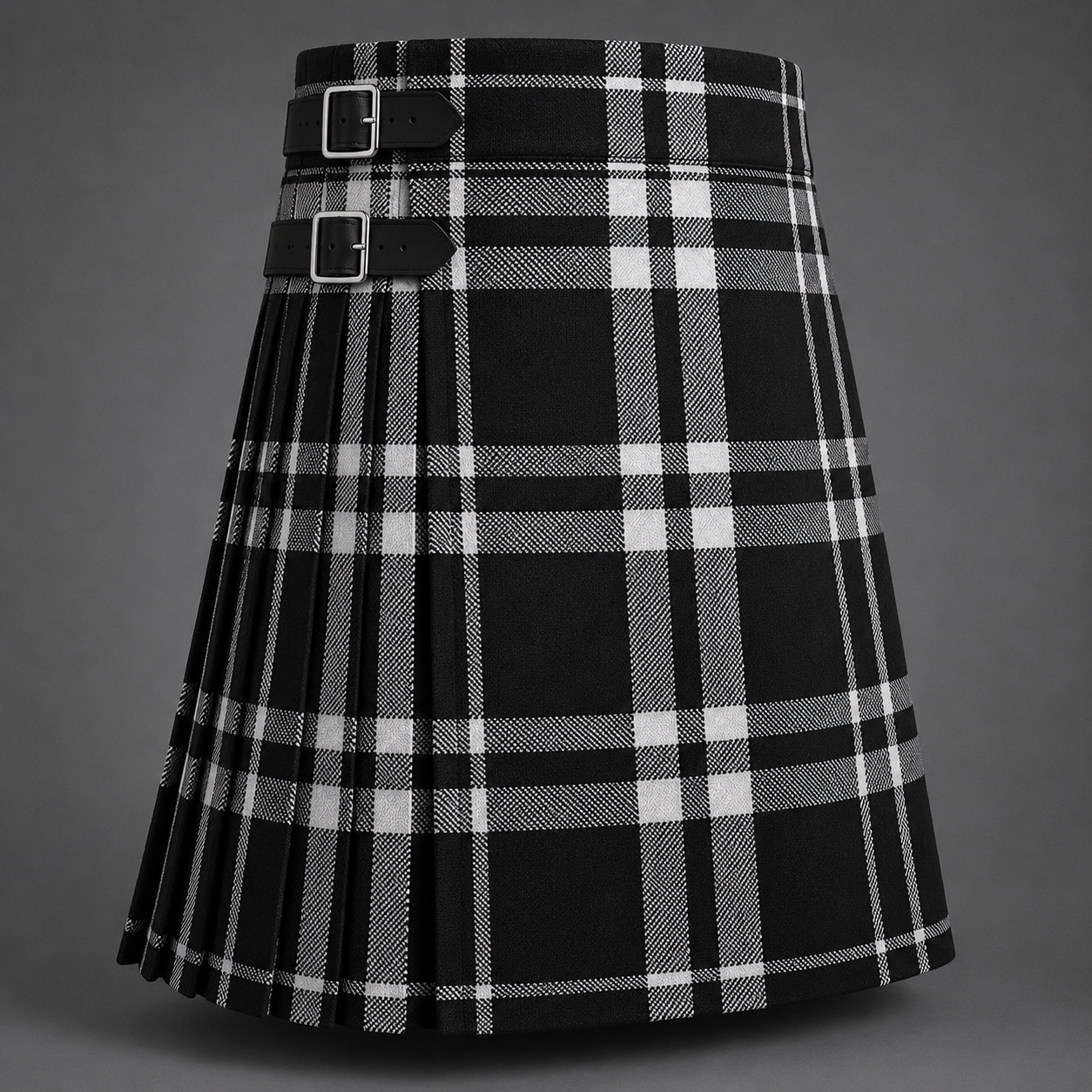 Menzies Tartan Kilt featuring authentic Scottish clan tartan with traditional pleated Highland design