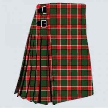 Pollock Tartan Kilt featuring authentic Scottish clan tartan with traditional pleated Highland design