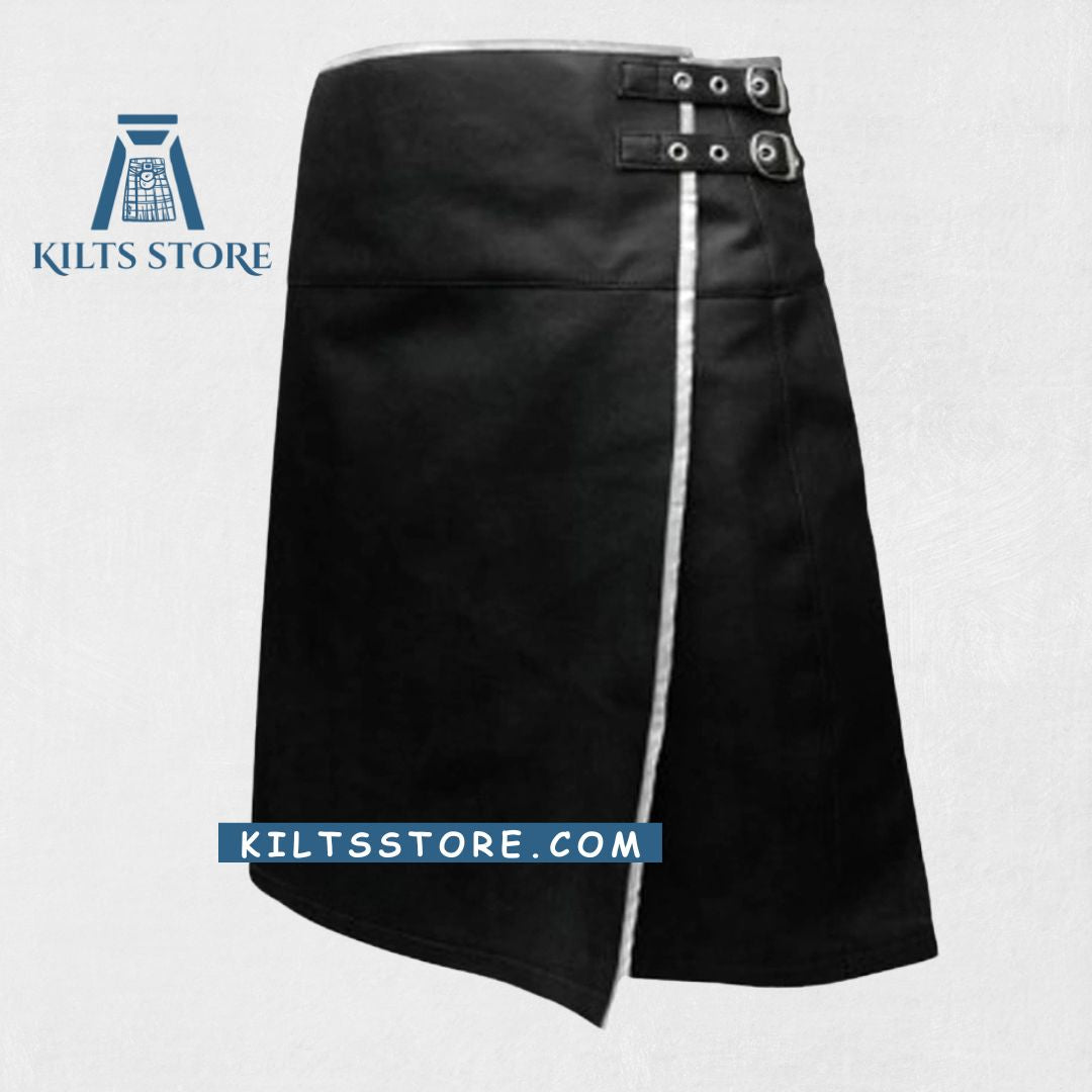 Premium-Quality-Custom-Made-Scottish-Black-Women-Leather-front view .